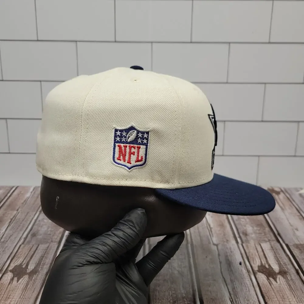 New Era 59FIFTY Dallas Cowboys NFL Fitted Hat Cream Navy Size 7 1/2